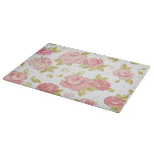 Elegance wallpaper pattern of pink roses 3 cutting board
