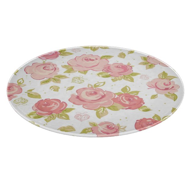 Elegance wallpaper pattern of pink roses 3 cutting board (Corner)