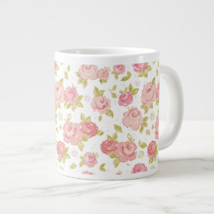 Elegance wallpaper pattern of pink roses 3 large coffee mug