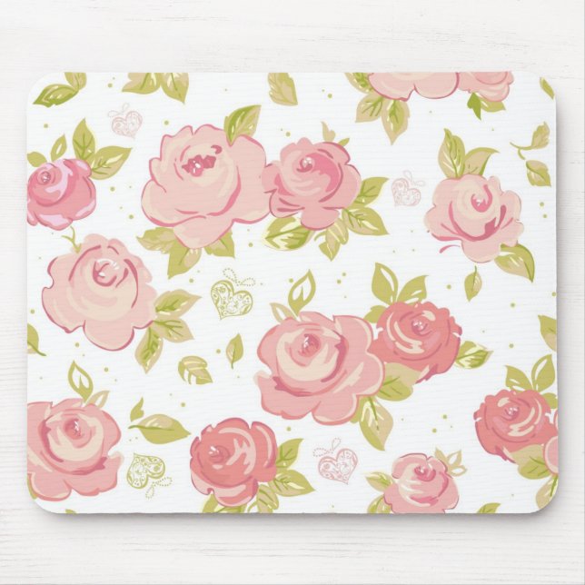Elegance wallpaper pattern of pink roses 3 mouse mat (Front)