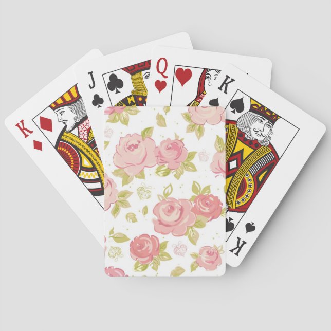 Elegance wallpaper pattern of pink roses 3 playing cards (Back)