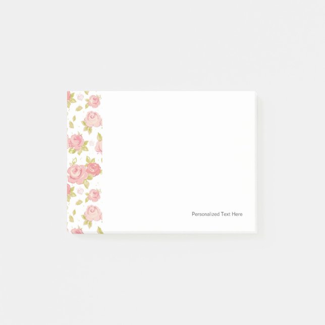 Elegance wallpaper pattern of pink roses 3 post-it notes (Front)