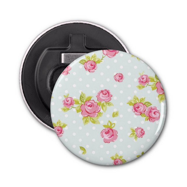 Elegance wallpaper pattern of pink roses 4 bottle opener (Front)