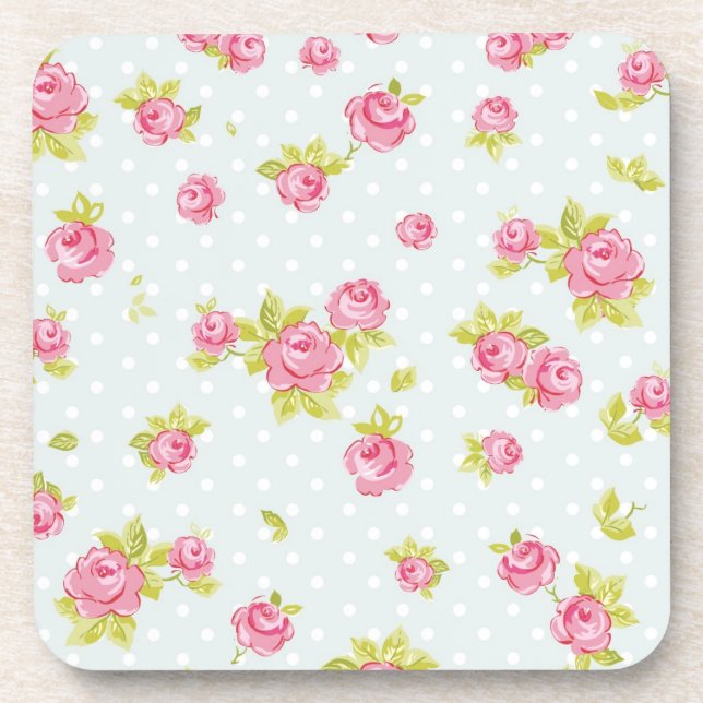 Elegance wallpaper pattern of pink roses 4 coaster (Front)