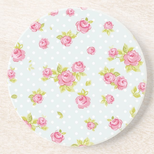 Elegance wallpaper pattern of pink roses 4 coaster (Front)