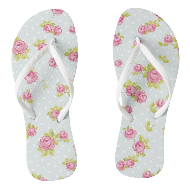 Elegance wallpaper pattern of pink roses 4 flip flops (Footbed)
