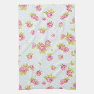 Elegance wallpaper pattern of pink roses 4 tea towel