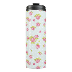 Elegance wallpaper pattern of pink roses 4 thermal tumbler