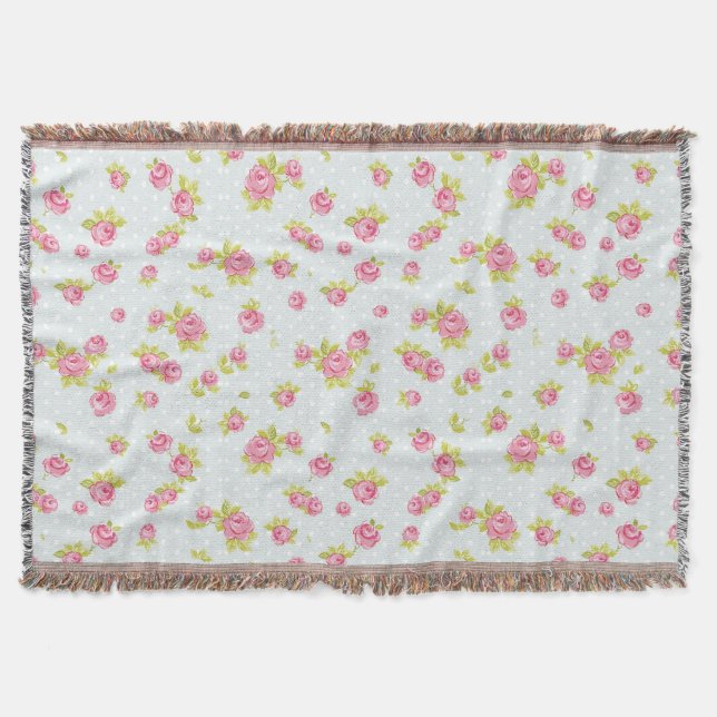 Elegance wallpaper pattern of pink roses 4 throw blanket (Front)