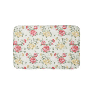 Elegance wallpaper pattern of pink roses bath mat