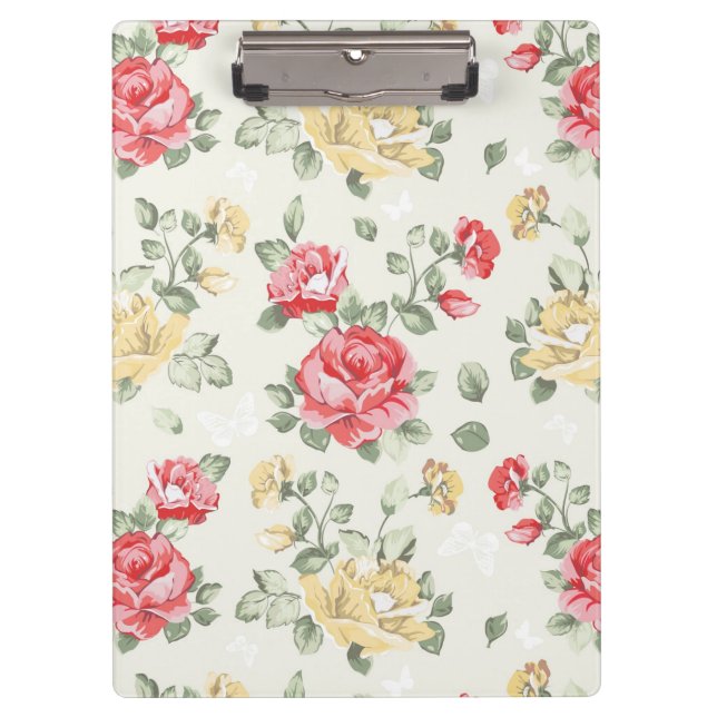 Elegance wallpaper pattern of pink roses clipboard (Front)