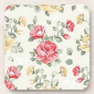 Elegance wallpaper pattern of pink roses coaster