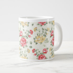 Elegance wallpaper pattern of pink roses large coffee mug