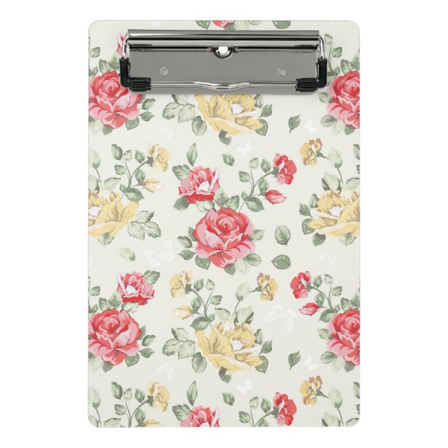 Elegance wallpaper pattern of pink roses mini clipboard (Front)