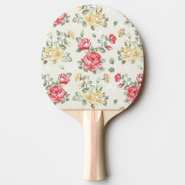 Elegance wallpaper pattern of pink roses ping pong paddle (Front)