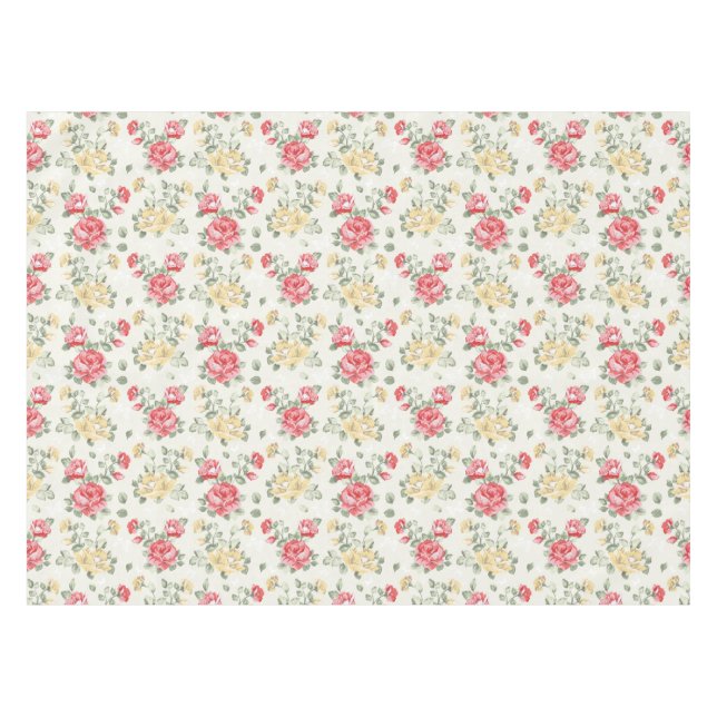 Elegance wallpaper pattern of pink roses tablecloth (Front (Horizontal))