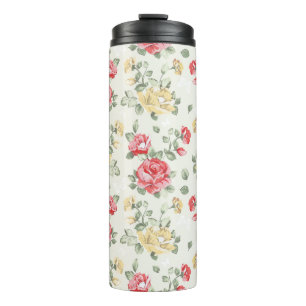 Elegance wallpaper pattern of pink roses thermal tumbler