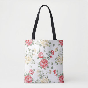 Elegance wallpaper pattern of pink roses tote bag