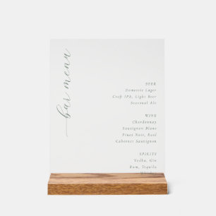Elegance White Calligraphy Bar Menu Acrylic Sign