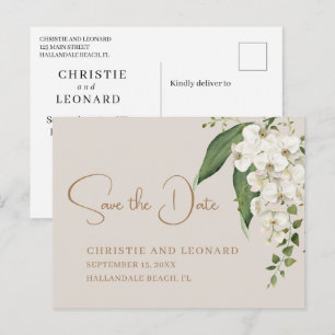 Elegance White Orchid Save the Date Postcard