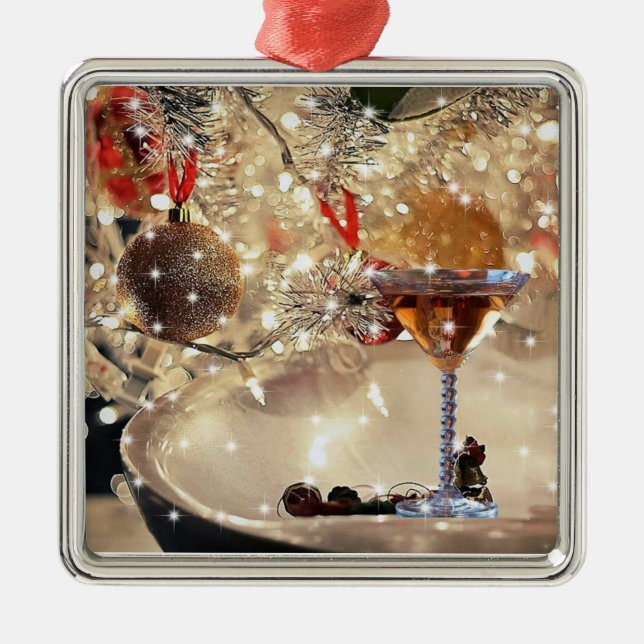 **ELEGANCE WITH A BIT OF CHEERS AND SALUTATIONS** METAL TREE DECORATION (Front)