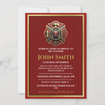 Eleganet Firefighter Retirement Party Invitations