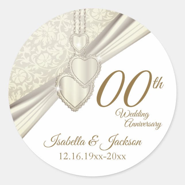 Elegant 00th  Wedding Anniversary Classic Round Sticker (Front)