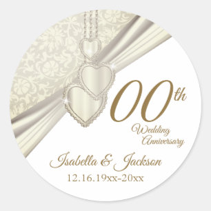 Elegant 00th Wedding Anniversary Classic Round Sticker