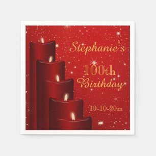 Elegant 100th Birthday Candles With Sparkle Napkin