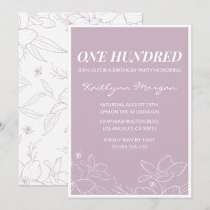 Elegant 100th birthday invitations Modern Floral