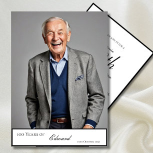 Elegant 100th Birthday Modern Classic Photo  Invitation