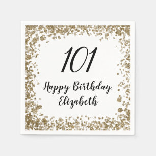 Elegant 101st Birthday Napkins With Gold Sequins