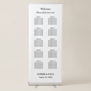 Elegant 10 Table Wedding Seating Chart Retractable Banner