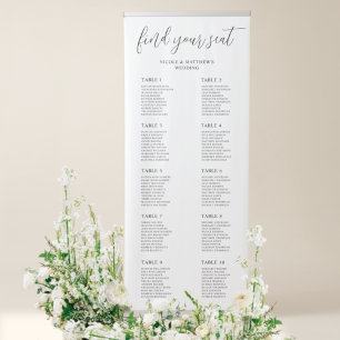 Elegant 10 tables or Less Wedding Seating Chart Retractable Banner