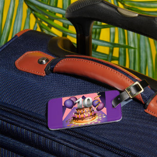 Elegant 10th Anniversary Celebration Cake Design Luggage Tag