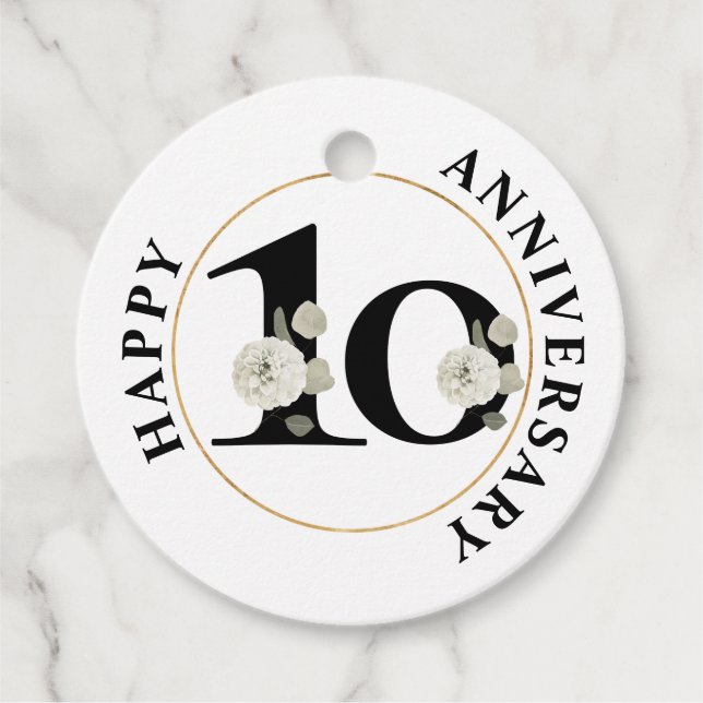 Elegant 10th Anniversary Favour Tags (Front)
