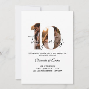 Elegant 10th Anniversary Photo Collage Invitation