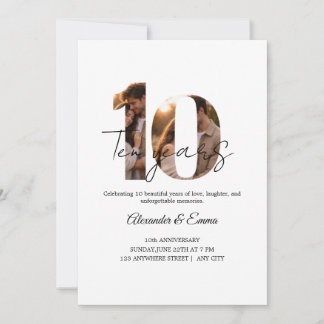 Elegant 10th Anniversary Photo Collage Invitation
