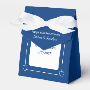 Elegant 10th Anniversary Romantic Hearts Blue Favour Box