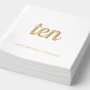 Elegant 10th Birthday Modern Gold Foil Napkins
