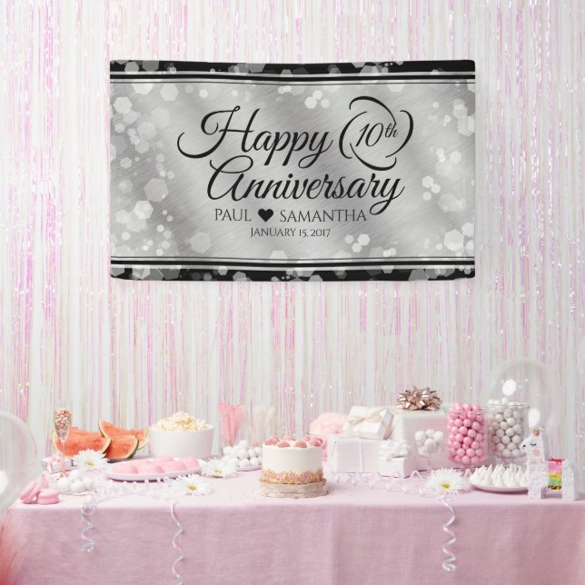 Elegant 10th Tin Wedding Anniversary Celebration Banner (Party)