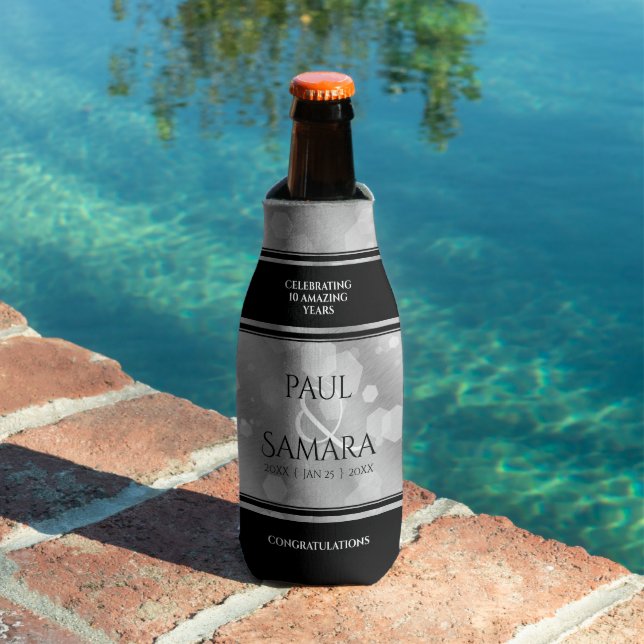 Elegant 10th Tin Wedding Anniversary Celebration Bottle Cooler (In Situ Pool)