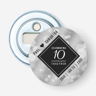Elegant 10th Tin Wedding Anniversary Celebration Bottle Opener