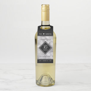 Elegant 10th Tin Wedding Anniversary Celebration Bottle Tag