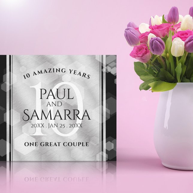 Elegant 10th Tin Wedding Anniversary Celebration Canvas Print (Creator Uploaded)