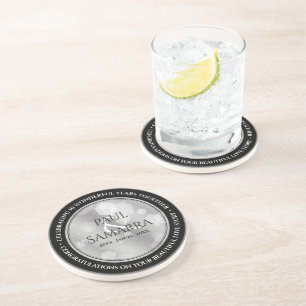 Elegant 10th Tin Wedding Anniversary Celebration Coaster