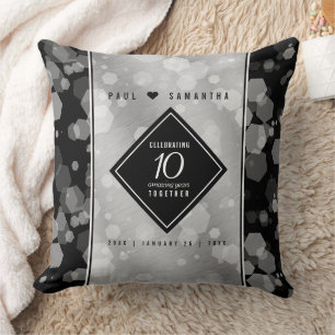Elegant 10th Tin Wedding Anniversary Celebration Cushion