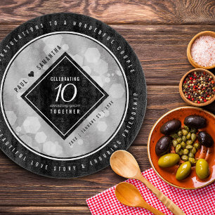 Elegant 10th Tin Wedding Anniversary Celebration Cutting Board
