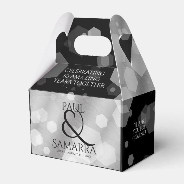 Elegant 10th Tin Wedding Anniversary Celebration Favour Box (Front Side)