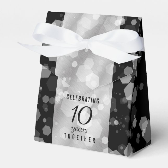 Elegant 10th Tin Wedding Anniversary Celebration Favour Box (Front Side)